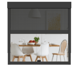 Black CLIP&#039;N&#039;SHADE roller blind with transparent fabric