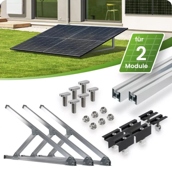 Mounting set for balcony power station for garden, flat roof and wall.