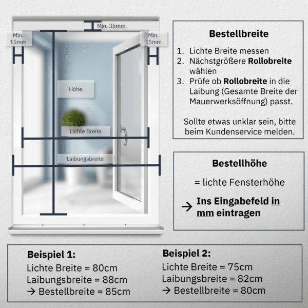 Correctly measure insect screen roller blind dimensions